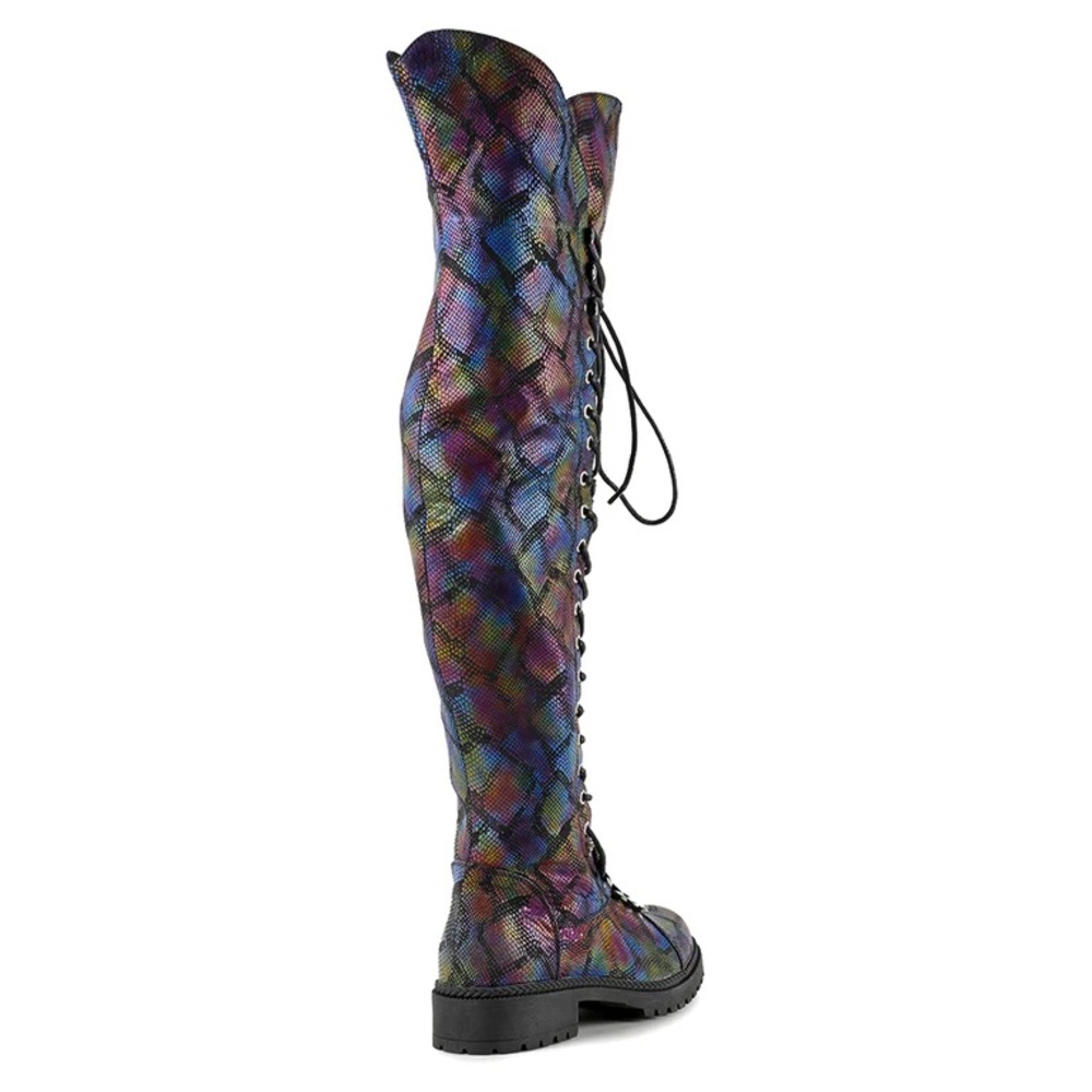 Anthony Wang Multicolored Snake Print Over The Knee Boots - Picture 2 of 3